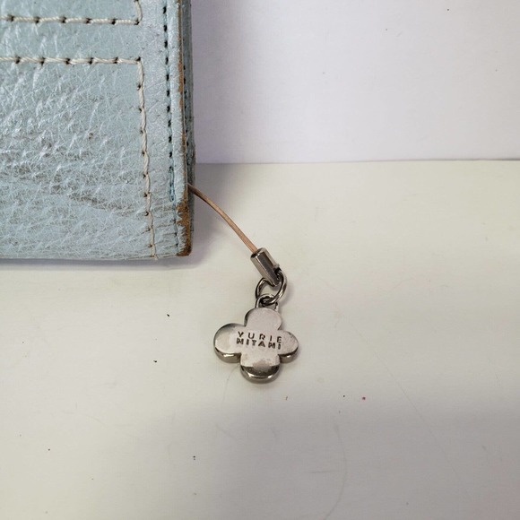 Yurie Nitani Wallet Designer Baby Light Blue Bifold Medium Card Holder Leather - Picture 3 of 11